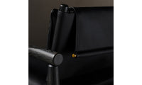 hyde black oak chair with black leather seat - close up