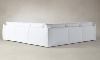 jones modular corner sectional sofa in pure white linen - back view