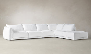 jones modular l-shaped sectional sofa in white linen - front view