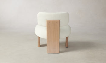 kenmare accent chair in white linen with ash wood curved frame - back view