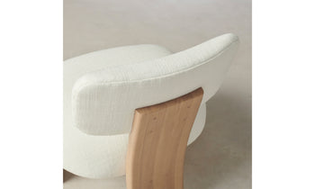 kenmare accent chair in white linen with ash wood curved frame - view from top