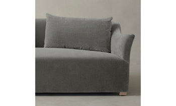 lenox sofa in grey mohair fabric with back cushions - arm view