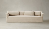 leonard sofa in beige linen with cushions