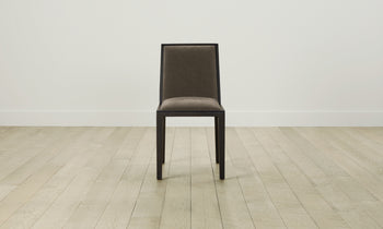 madison dining chair in black ash wood  with mink mohair fabric, front view