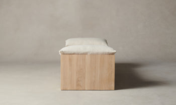 montauk wooden daybed in white linen - side view