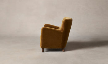 perry accent chair in golden brown mohair fabric - side view