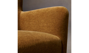 perry accent chair in golden brown mohair fabric - close up