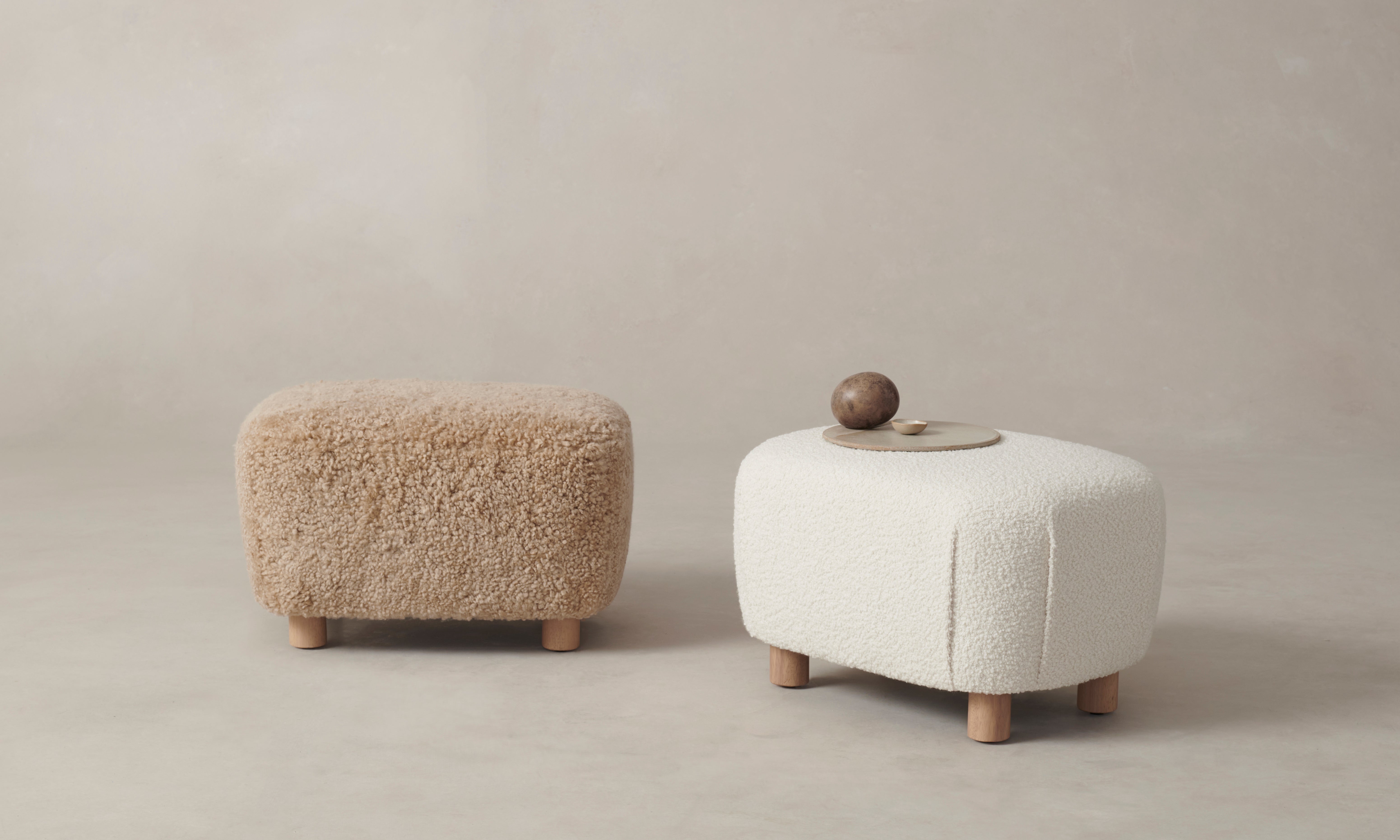 The Perry Ottoman - Shearling Toffee – Maiden Home