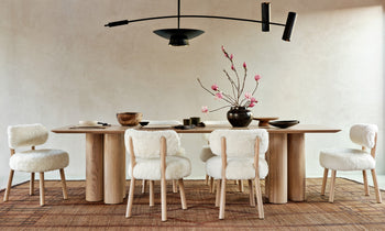 reade wood dining table in white ash wood in a modern dining room