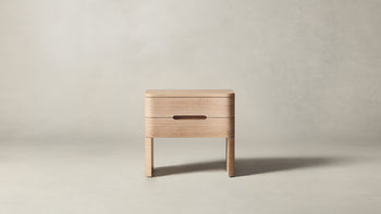 rivington 2 drawer nightstand in white oak wood - front view