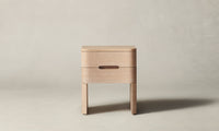 rivington peitite two drawer nightstand in white oak wood - front view