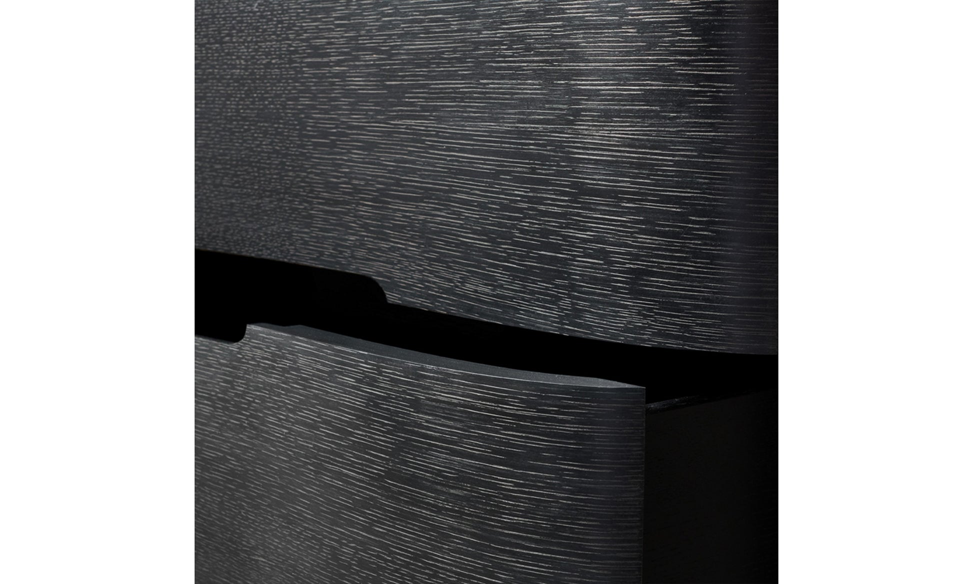 rivington peitite nightstand in black oak wood - close up view