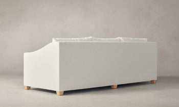 sullivan off-white linen sofa with wooden legs - back view