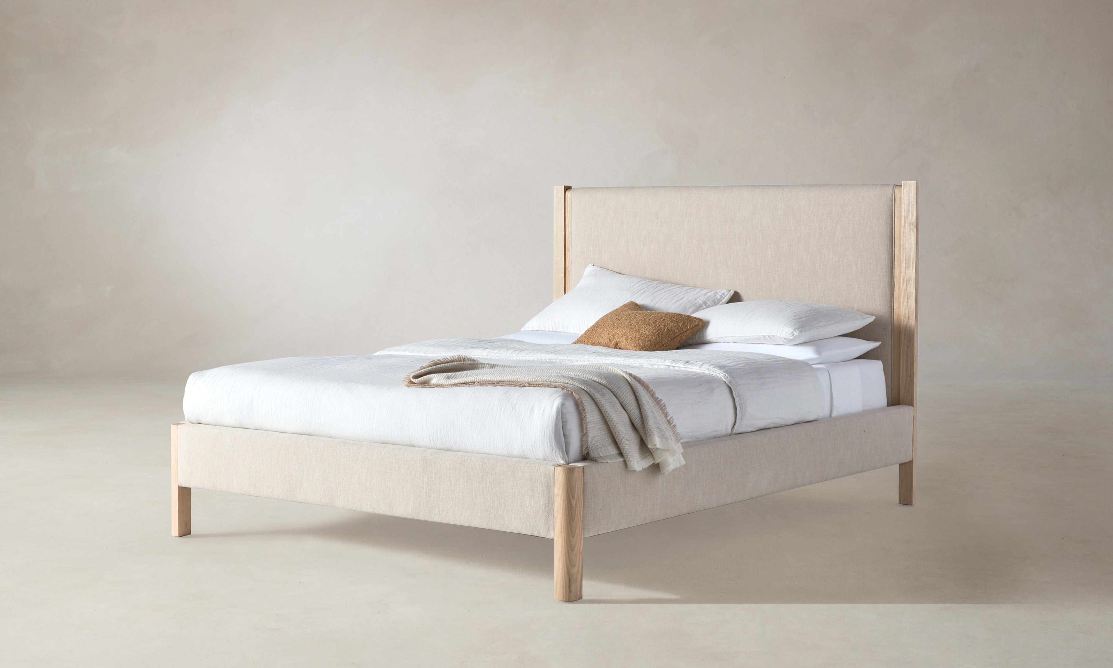 The Thompson Bed - Pebbled Leather Stone – Maiden Home