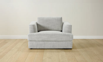 varick chair and a half in grey linen with deep seat - front view