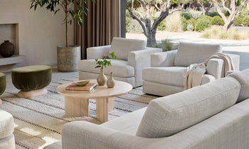 varick chair and a half in grey linen with deep seat in a modern living room