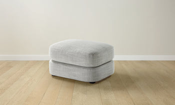 varick ottoman in grey linen