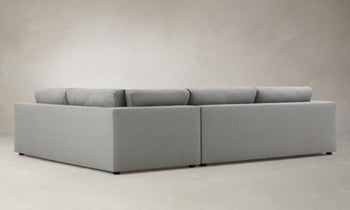 varick l-shaped sectional sofa in grey melange weave fabric - back view