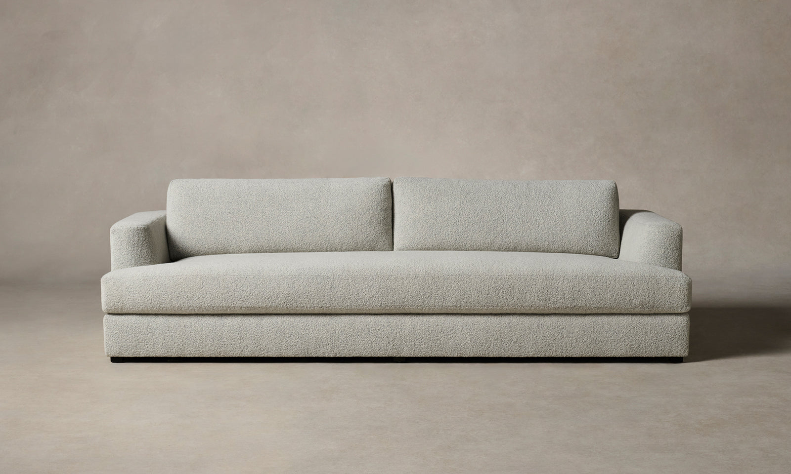 varick grey sofa in woolen boucle