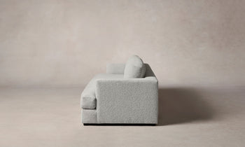 varick sofa in grey woolen boucle, side view