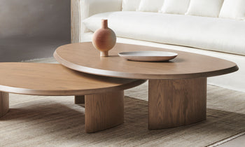 vestry nesting coffee tables in brown oak wood - decorated