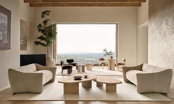 vestry oak nesting coffee tables in a modern decorated living room