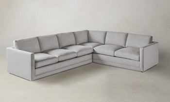 warren l-shaped sectional sofa in grey linen, 6 seat - angle view