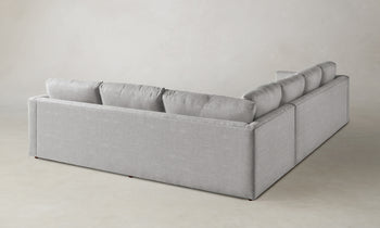 warren l-shaped sectional sofa in grey linen, 6 seat - back view