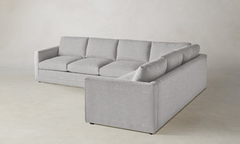 warren l-shaped sectional sofa in grey linen, 6 seat - side view