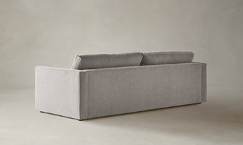 warren sofa in light brown tweed fabric - back view