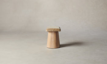 weston stool in white oak wood and almond mohair - back view