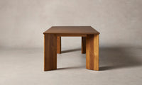 york rectangular wood dining table in golden oak, side view