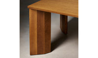 york rectangular wood dining table in golden oak with angled legs