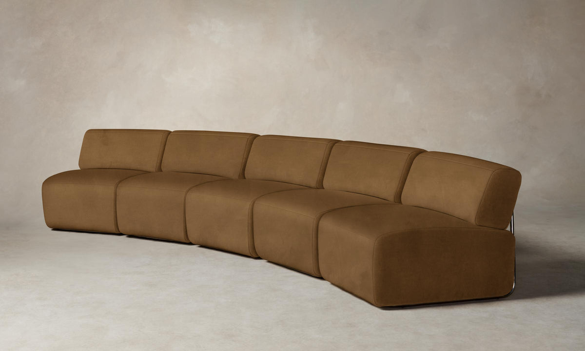 The Miles Modular Sectional - Nubuck Leather Saddle