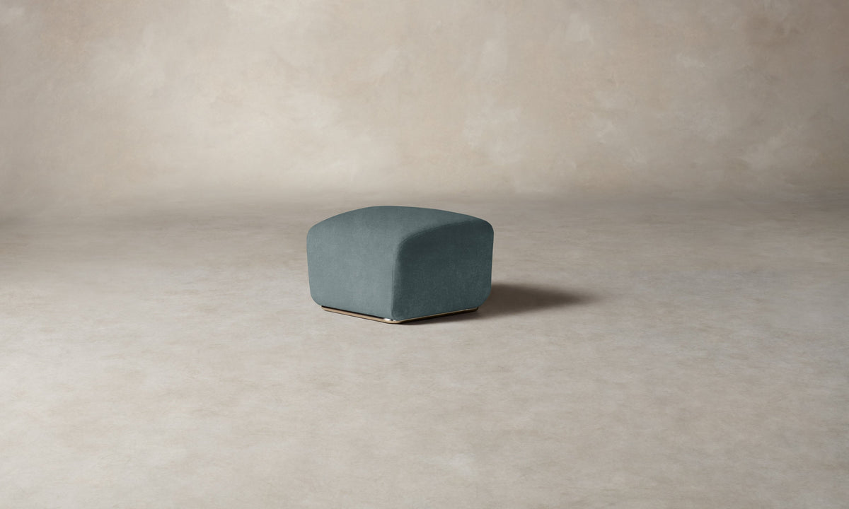 The Miles Ottoman - Mohair Slate Blue