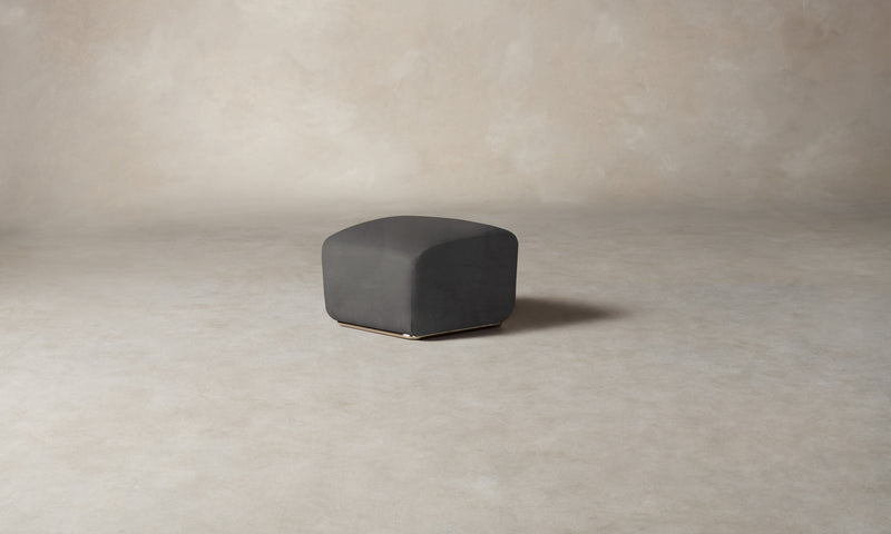 The Miles Ottoman in Nubuck Leather Asphalt