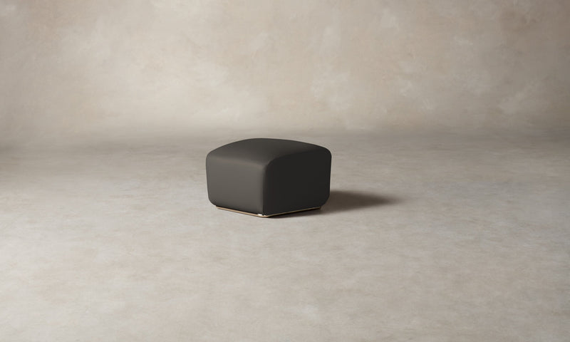 The Miles Ottoman - Pebbled Leather Ash