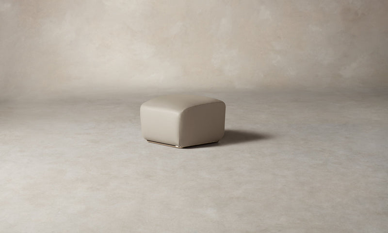 The Miles Ottoman - Pebbled Leather Stone