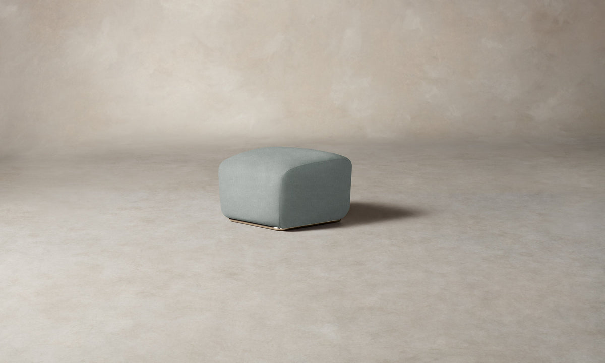 The Miles Ottoman - Performance Mélange Weave Seaglass