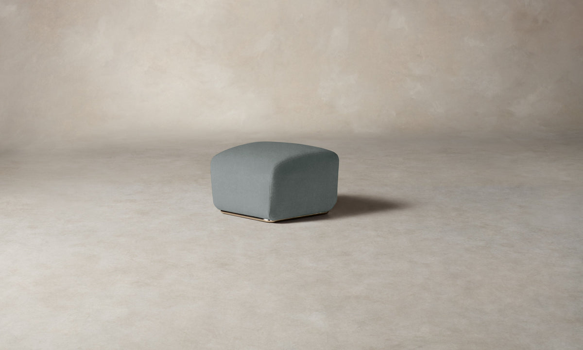 The Miles Ottoman - Performance Velvet Seafoam