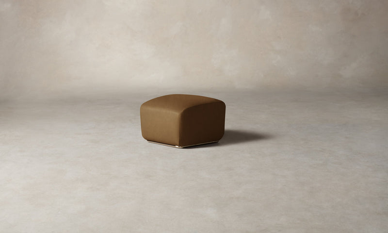 The Miles Ottoman - Tuscan Leather Camel