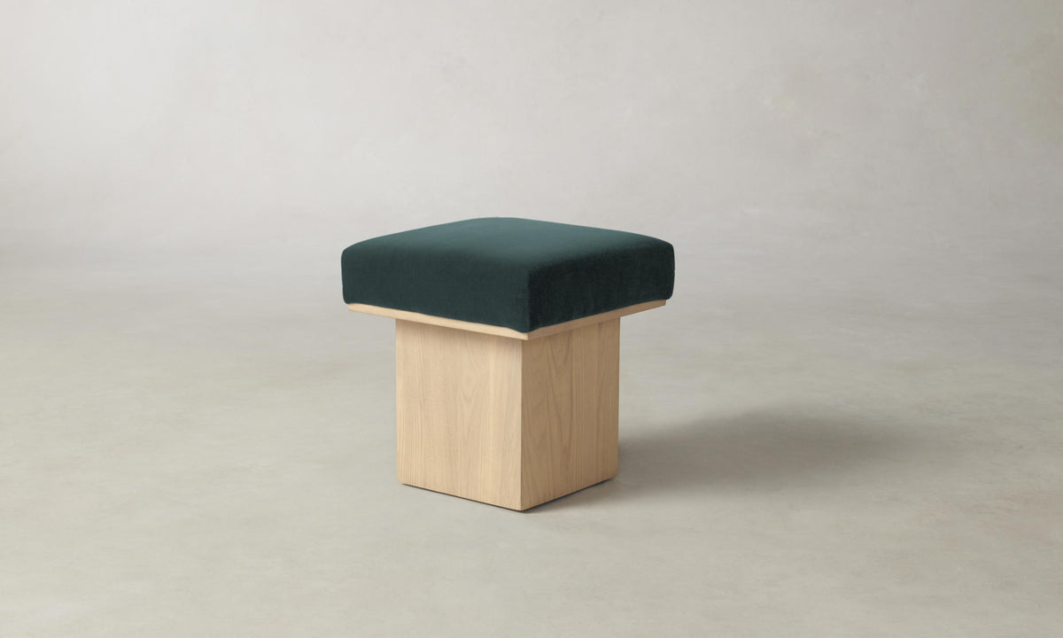 The Mulberry Ottoman - Performance Velvet Emerald