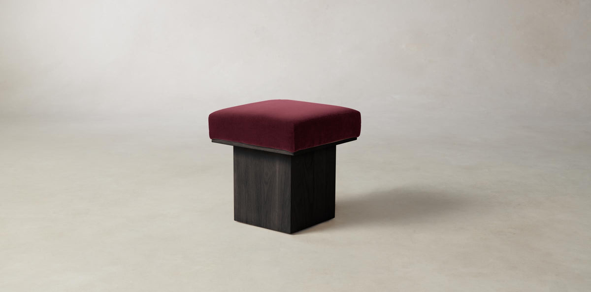The Mulberry Ottoman - Performance Velvet Merlot