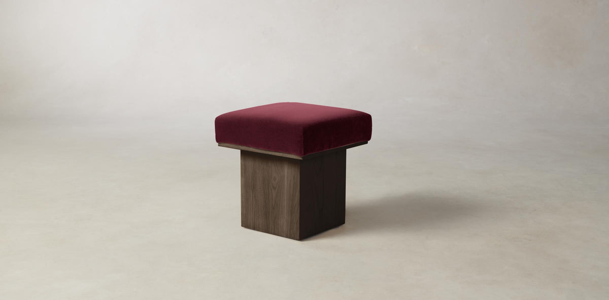 The Mulberry Ottoman - Performance Velvet Merlot