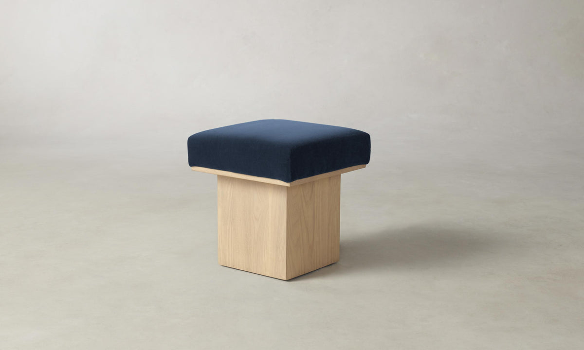 The Mulberry Ottoman - Performance Velvet Sapphire