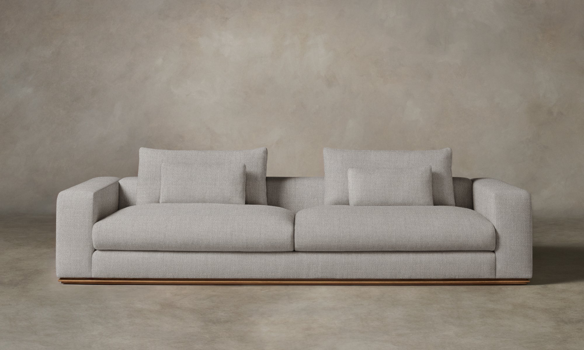 The Nicola Sofa - Mixed Materials Performance Textural Weave Breeze with Italian Brushed Wool Pepper