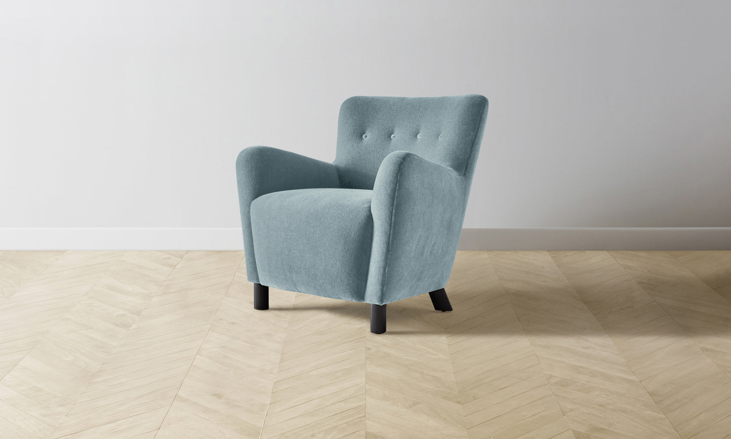 The Perry Chair - Mohair Slate Blue