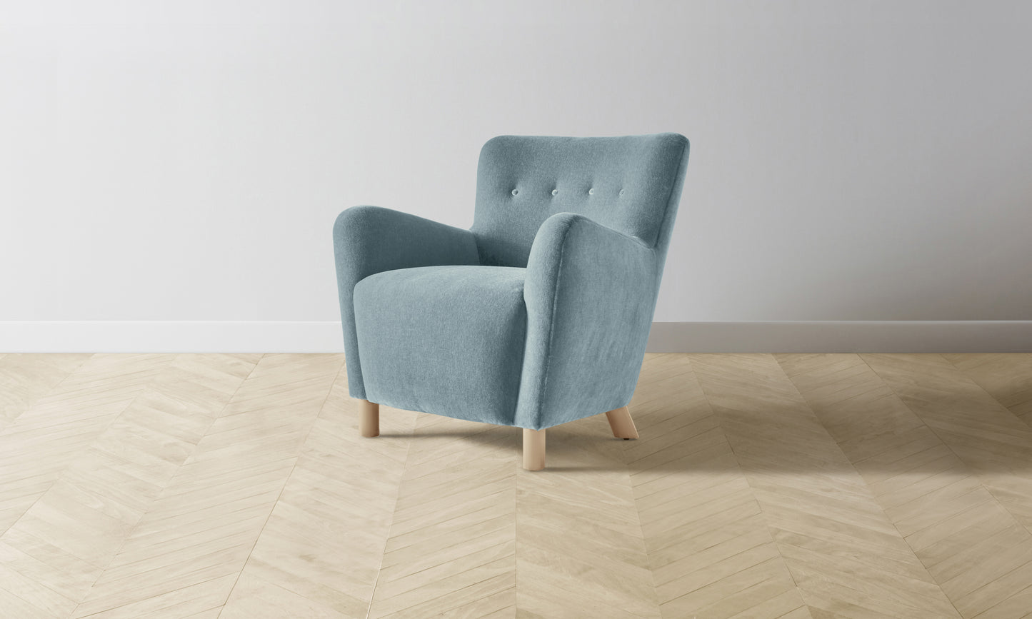 The Perry Chair - Mohair Slate Blue