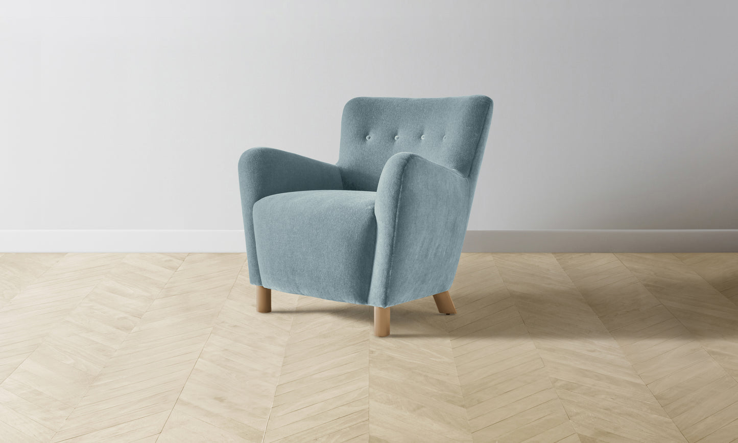 The Perry Chair - Mohair Slate Blue