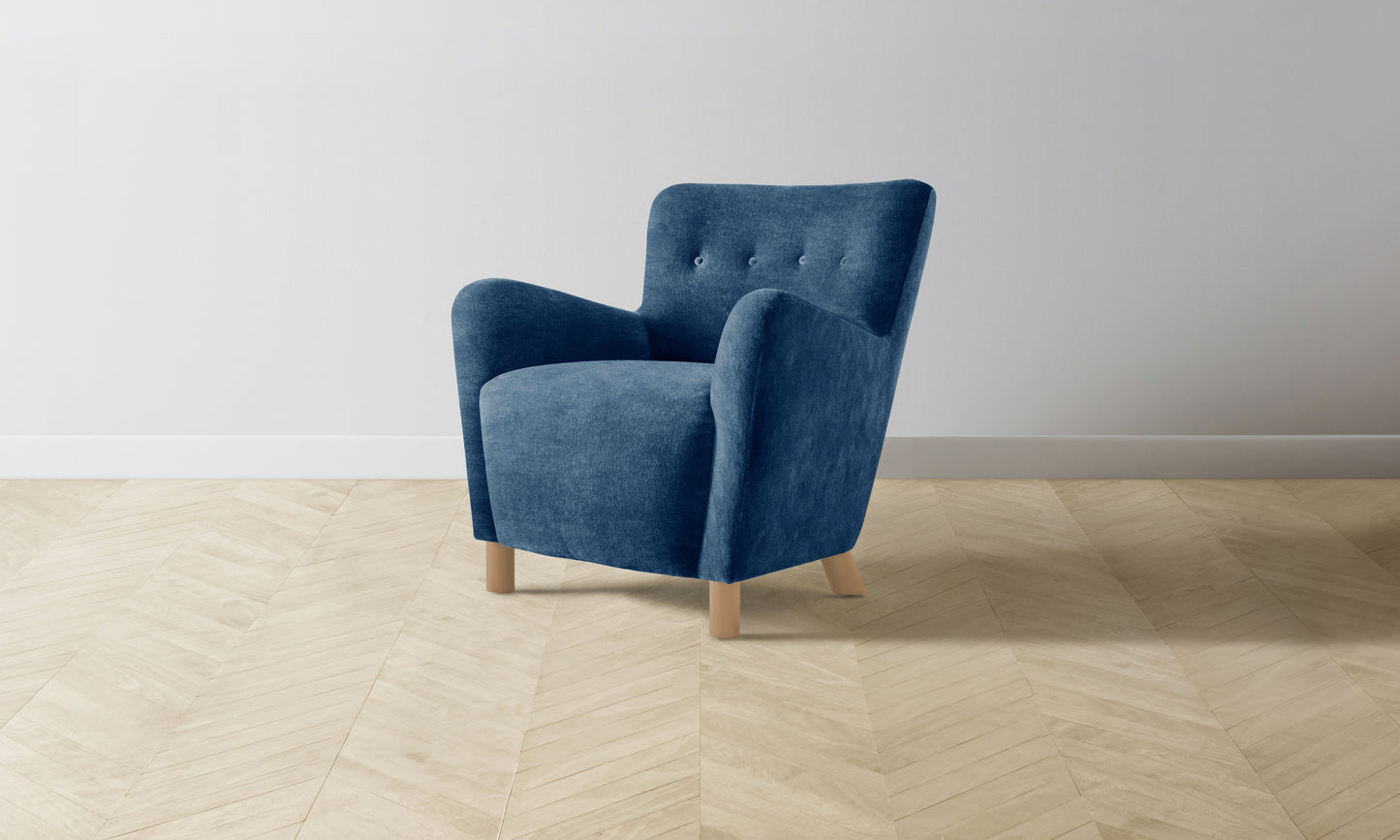 The Perry Chair - Performance Velvet Sapphire